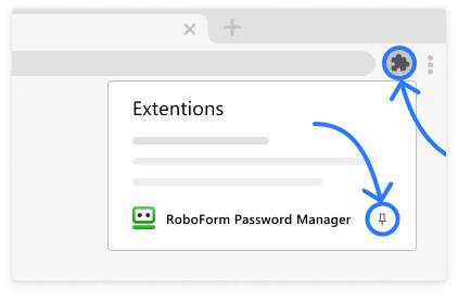 Mostrando a extensão do Gerenciador de Senhas RoboForm funcionando